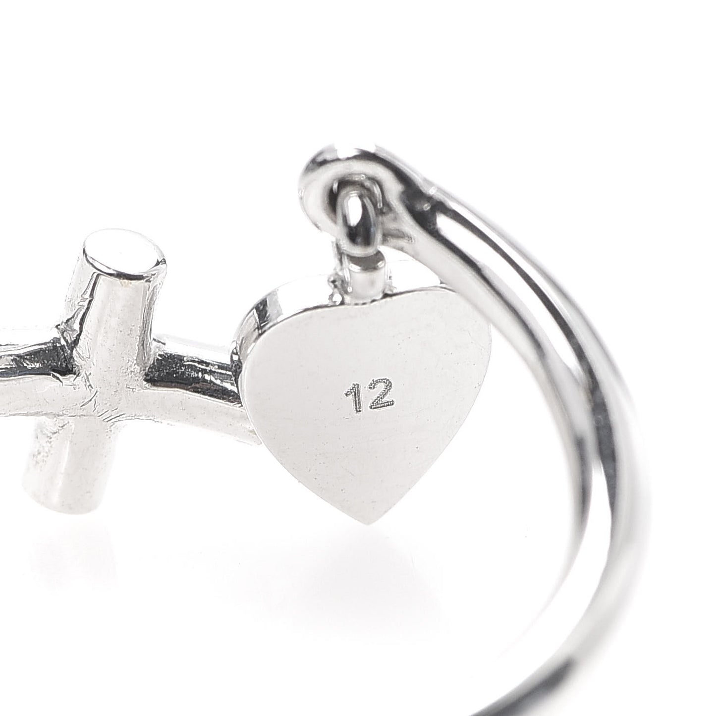 18K White Gold Cross and Heart Ring 50 5.5