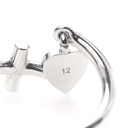 Gucci 18K White Gold Cross and Heart Ring 50 5.5 5 of 5