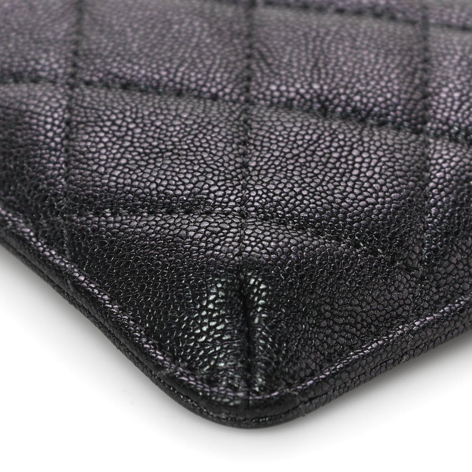 Chanel Iridescent Caviar Quilted Classic Flat Wallet Pouch Black 9 of 11