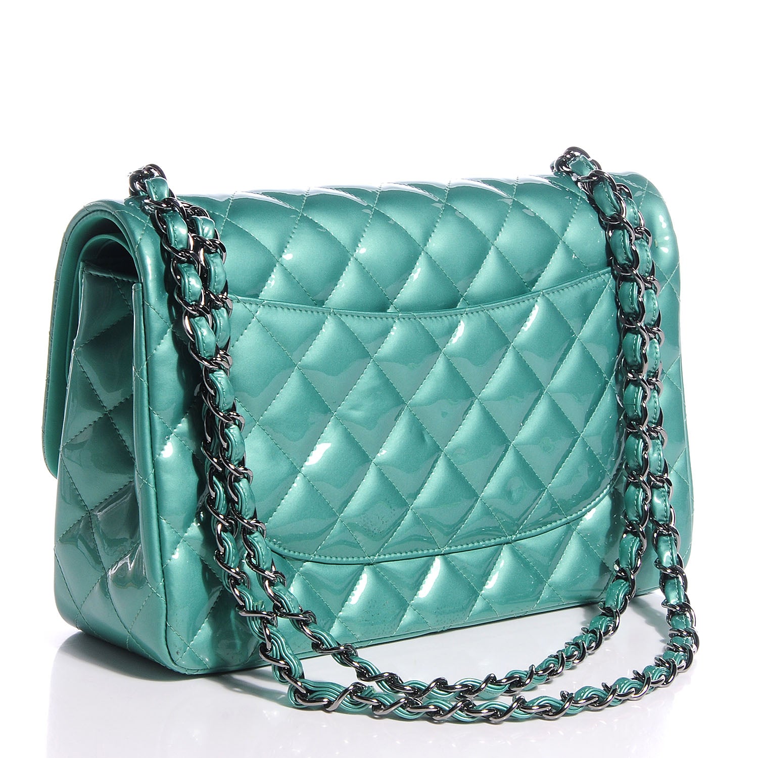Chanel Patent Jumbo Double Flap Green 4 of 18