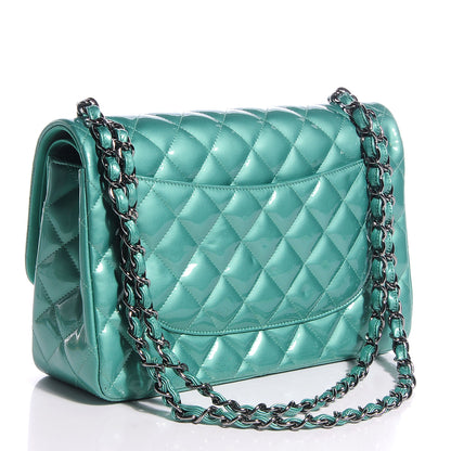 Chanel Patent Jumbo Double Flap Green 4 of 18