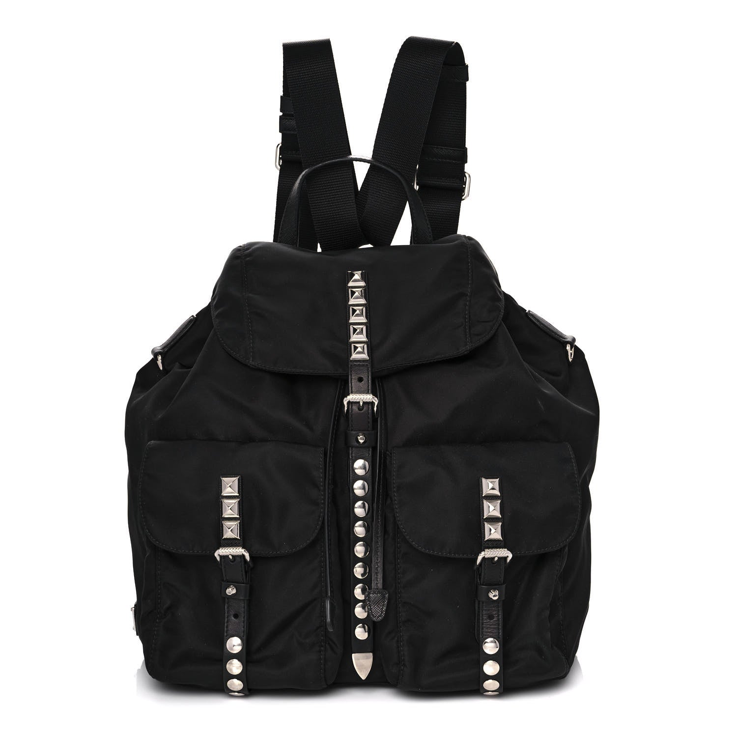 Prada Nylon New Vela Studded Backpack Black 1 of 12
