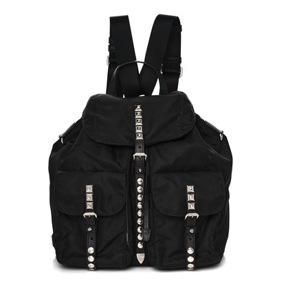 Prada Nylon New Vela Studded Backpack Black 1 of 12