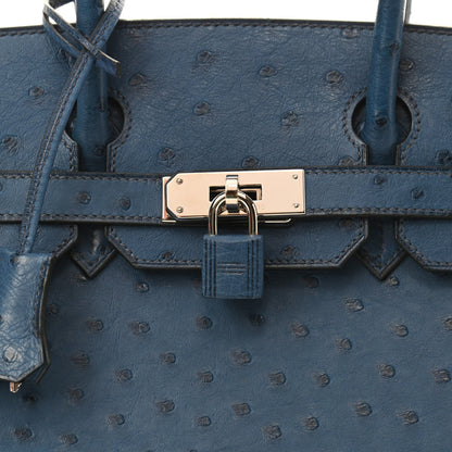 Hermes Ostrich Birkin 30 Bleu Roi 7 of 9