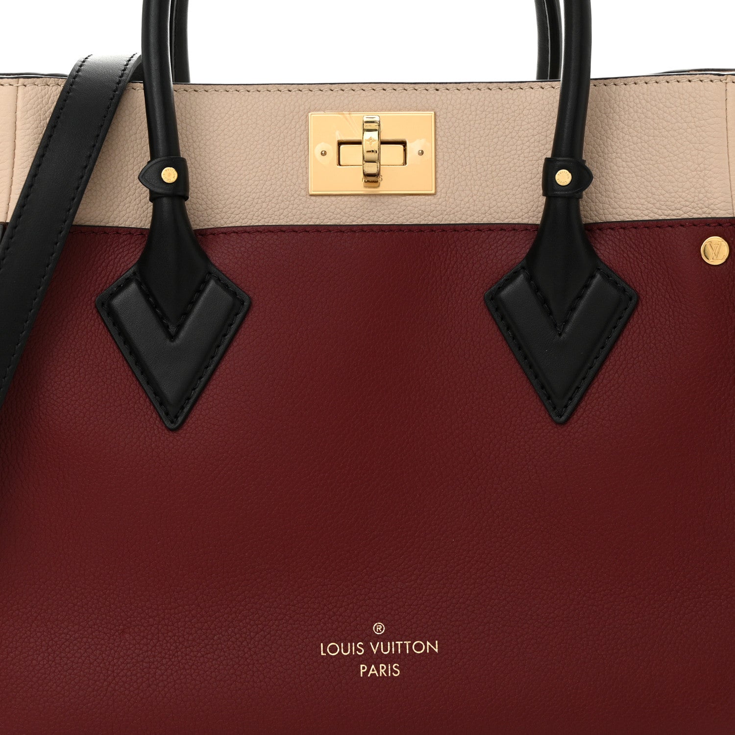 Louis Vuitton Calfskin Monogram On My Side MM Burgundy 7 of 10