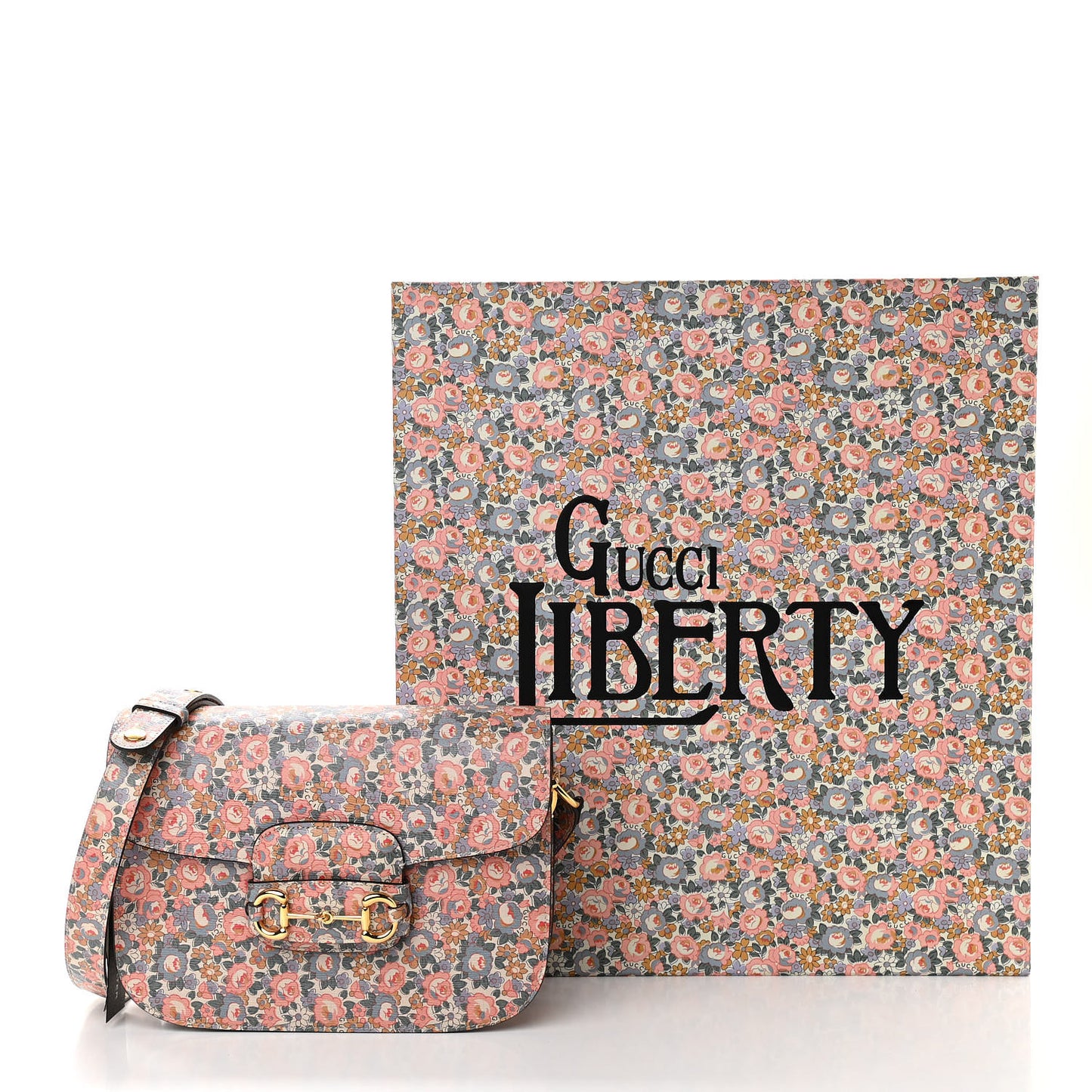 X LIBERTY OF LONDON Textured Calfskin Infinity Abbey Horsebit 1955 Shoulder Bag Perfect Pink Ivory