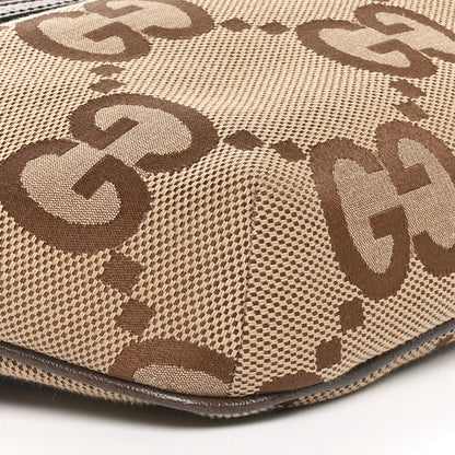 Gucci Monogram Jumbo GG Textured Dollar Calfskin Web Belt Bag Camel Ebony New Acero 9 of 10