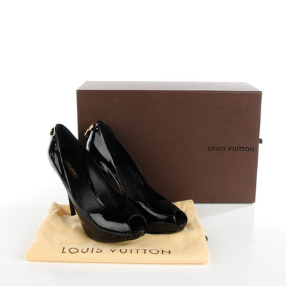 Louis Vuitton Patent Calfskin Oh Really Peep Toe Pumps 40 Black 5 of 9