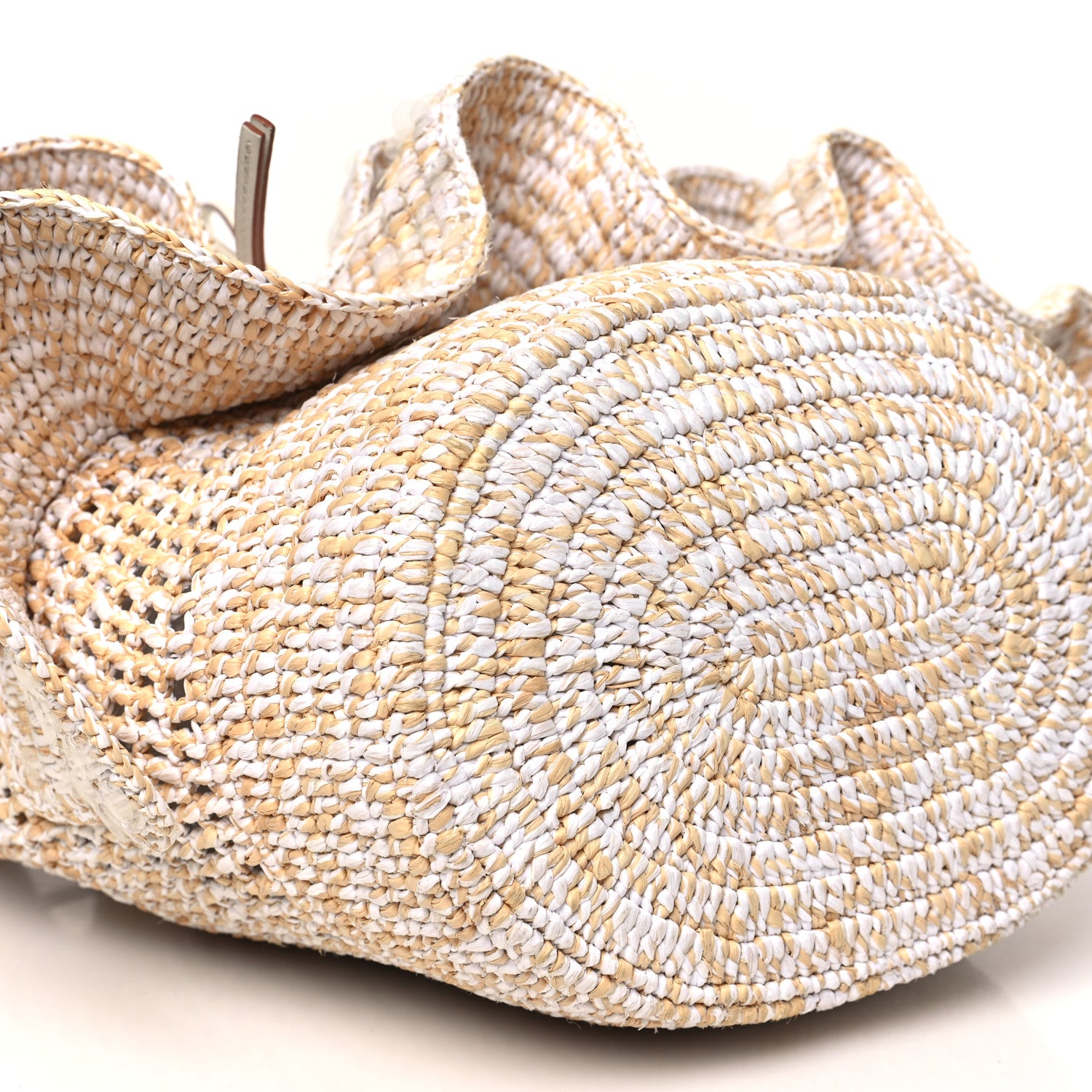 Loewe Raffia Calfskin Sequin Balloon Ruffles Bucket Bag Natural White 8 of 10