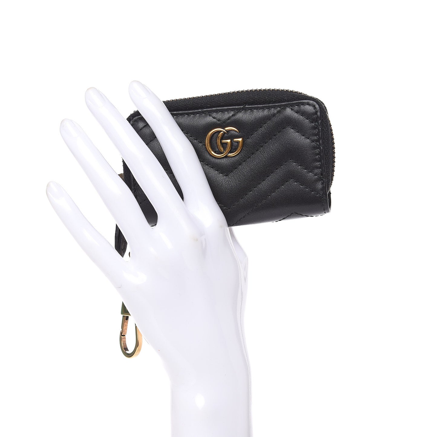 Calfskin Matelasse GG Marmont Zip Around Key Case Black