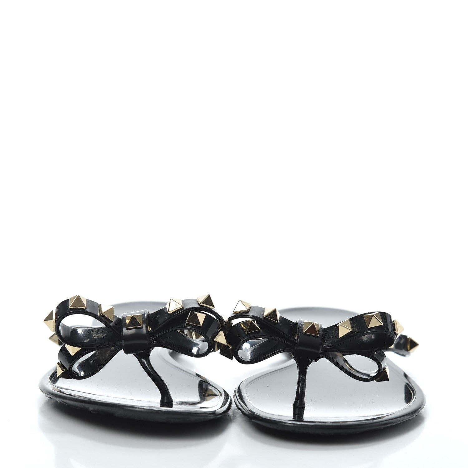 Valentino Garavani PVC Jelly Rockstud Bow Thong Sandals 39 Black 2 of 7