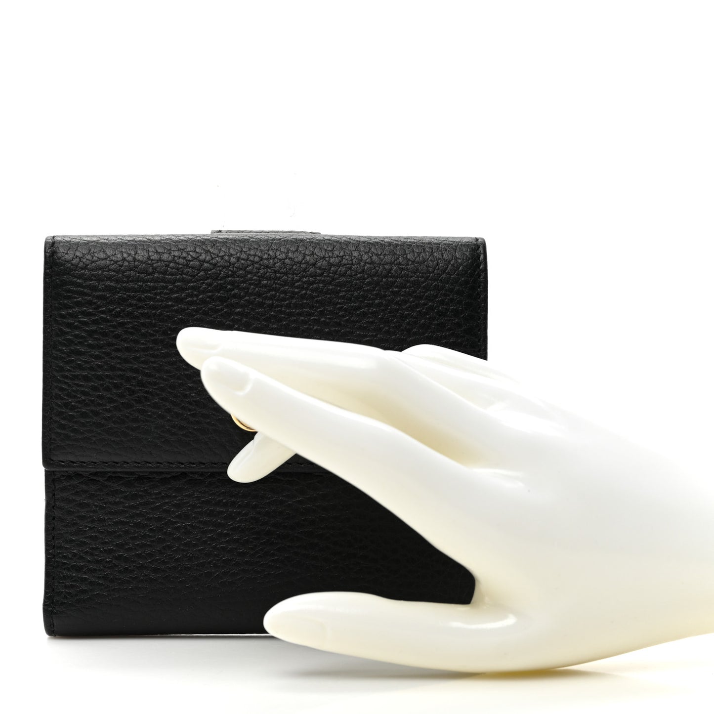 Dollar Calfskin Double G French Flap Wallet Black