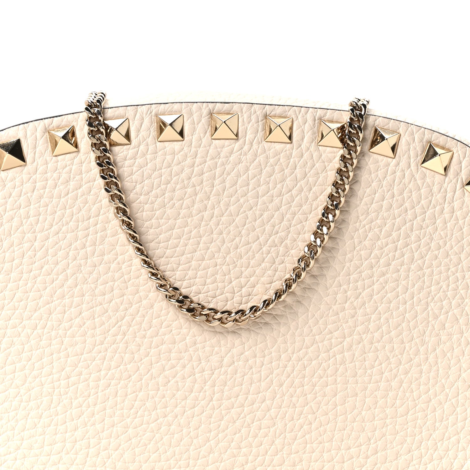 Valentino Garavani Pebbled Calfskin Rockstud Mini Crossbody Chain Bag White 7 of 9