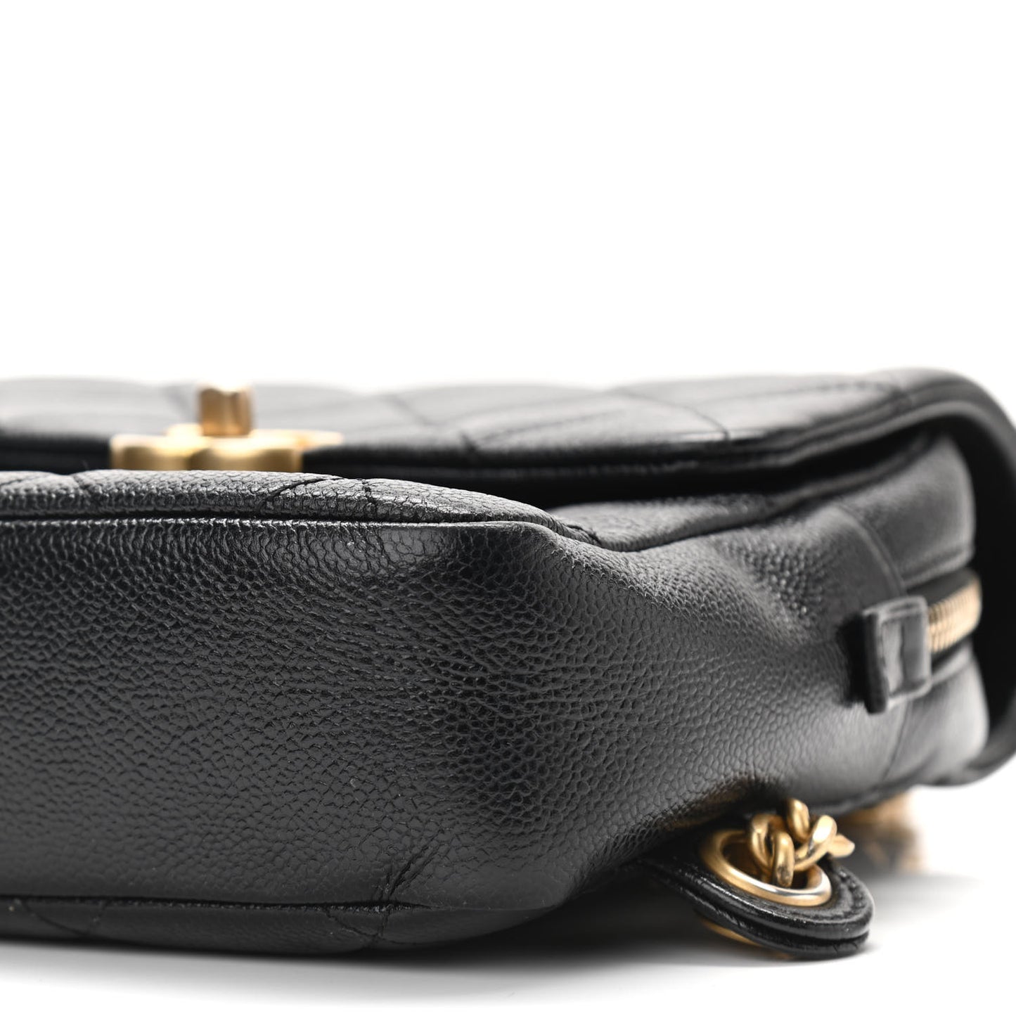 Shiny Caviar Quilted Chain Melody Backpack Black