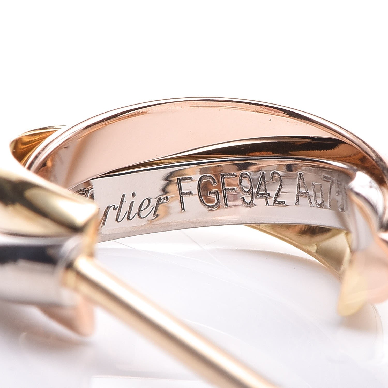 Cartier 18K Pink Yellow White Gold 13mm Trinity Hoop Earrings 5 of 7