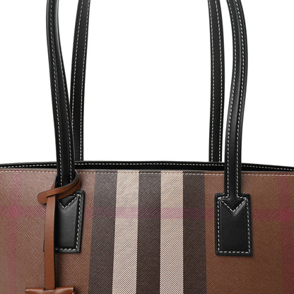 Burberry E-Canvas Check Medium Soft TB Tote Dark Birch Brown 7 of 9