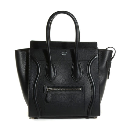 Celine Drummed Calfskin Micro Luggage Black 1 of 8