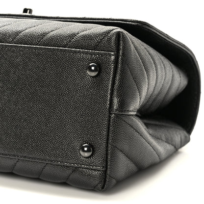 Chanel Caviar Chevron Quilted Small Coco Handle Flap So Black 9 of 9