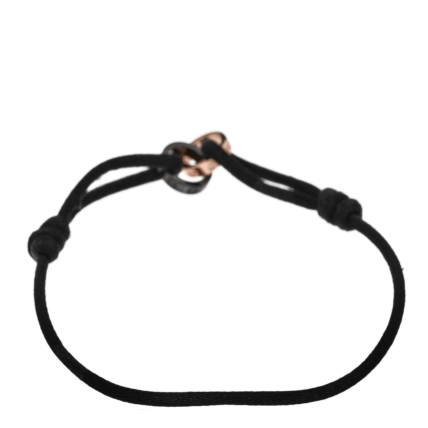 18K Pink Gold Ceramic 4 Diamond LOVE Cord Bracelet Black