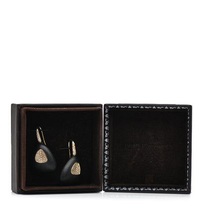 Roberto Coin 18K Yellow Gold Sterling Silver Diamond Ebony Wood Capri Plus Earrings 6 of 6