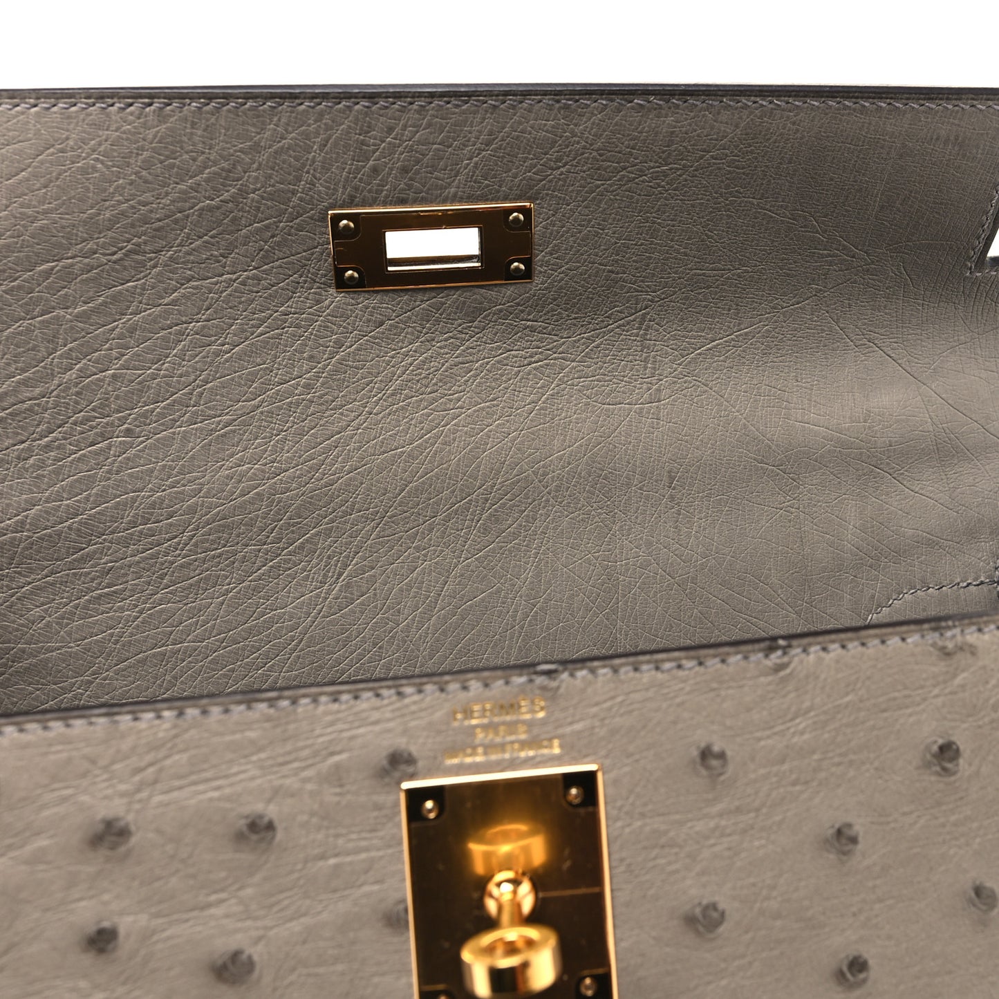 Ostrich Kelly Sellier 28 Gris Tourterelle