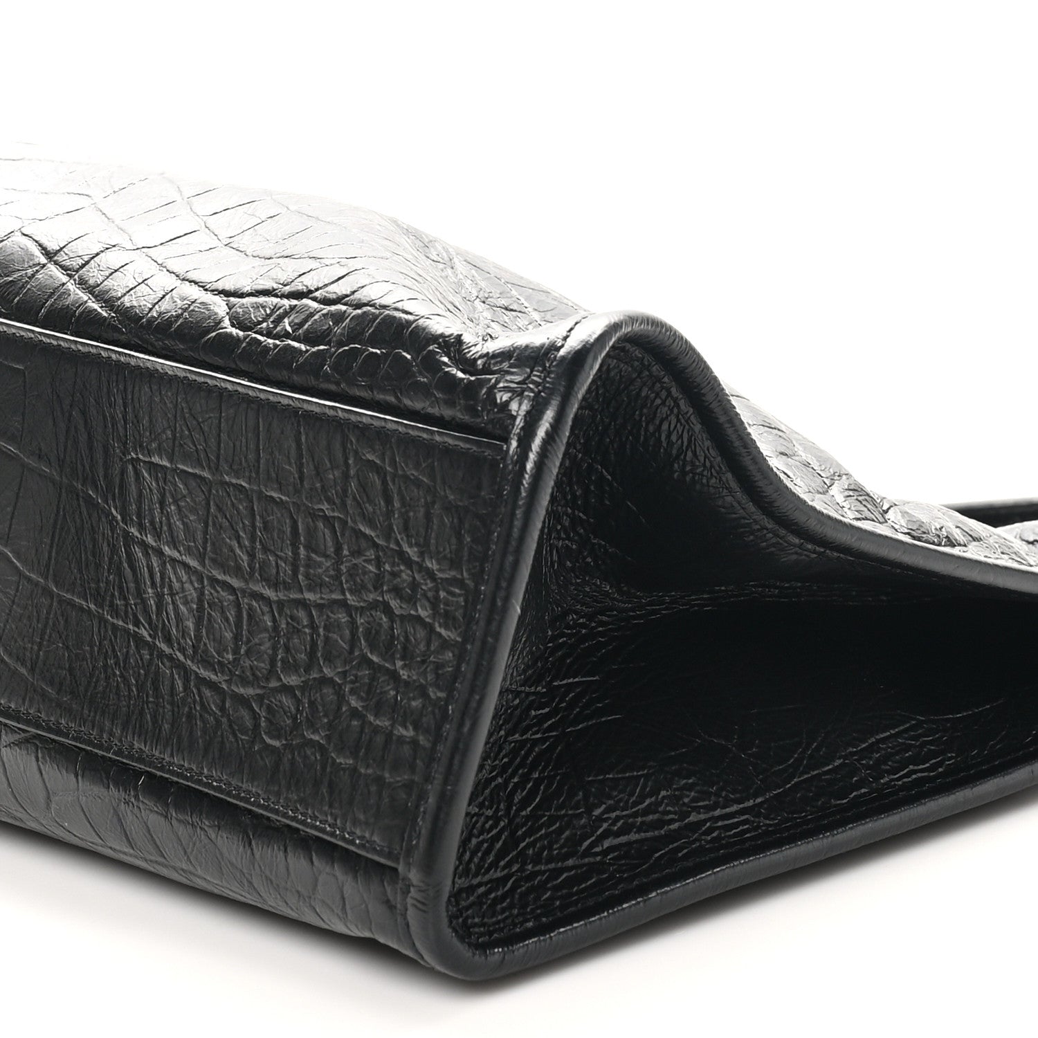 Saint Laurent Calfskin Crocodile Embossed Monogram Medium Niki Shopping Bag Black 10 of 10
