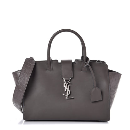 Saint Laurent Calfskin Crocodile Embossed Baby Monogram Downtown Cabas Earth 1 of 6