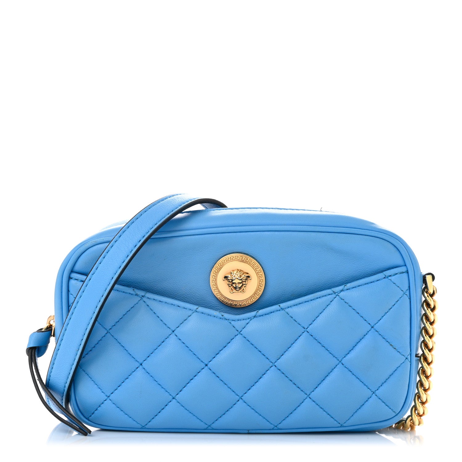 Versace Nappa Quilted Medusa Camera Bag Blue 1 of 12