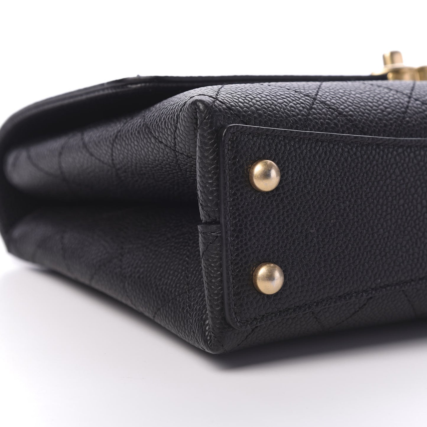 Grained Calfskin Small Stitched Flap Black
