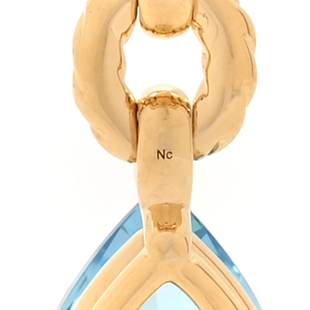 18K Yellow Gold Blue Topaz Marbella Y Pendant