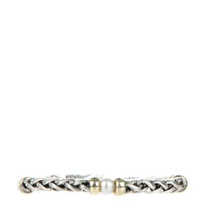 David Yurman Sterling Silver 14K Yellow Gold Pearl 5mm Hampton Bracelet 1 of 5