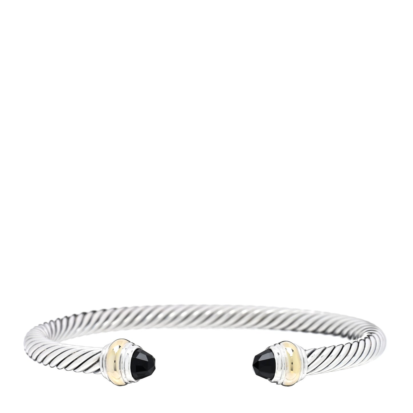 Sterling Silver 14K Yellow Gold Black Onyx 5mm Cable Classics Bracelet