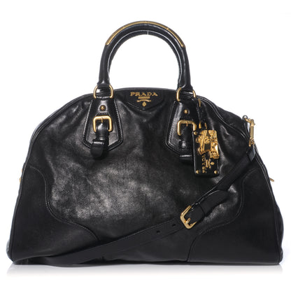 Prada Glace Calf Large Dome Satchel Black 1 of 12