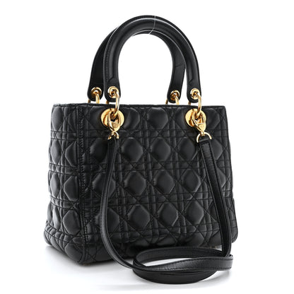 Christian Dior Lambskin Cannage Medium Lady Dior Black 3 of 11