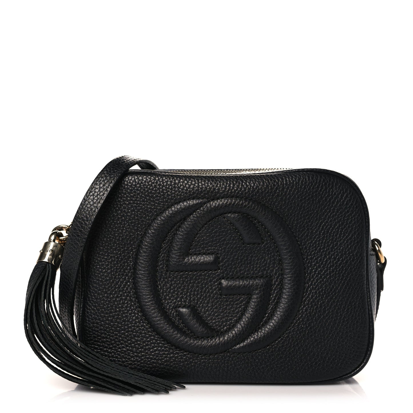 Pebbled Calfskin Small Soho Disco Bag Black