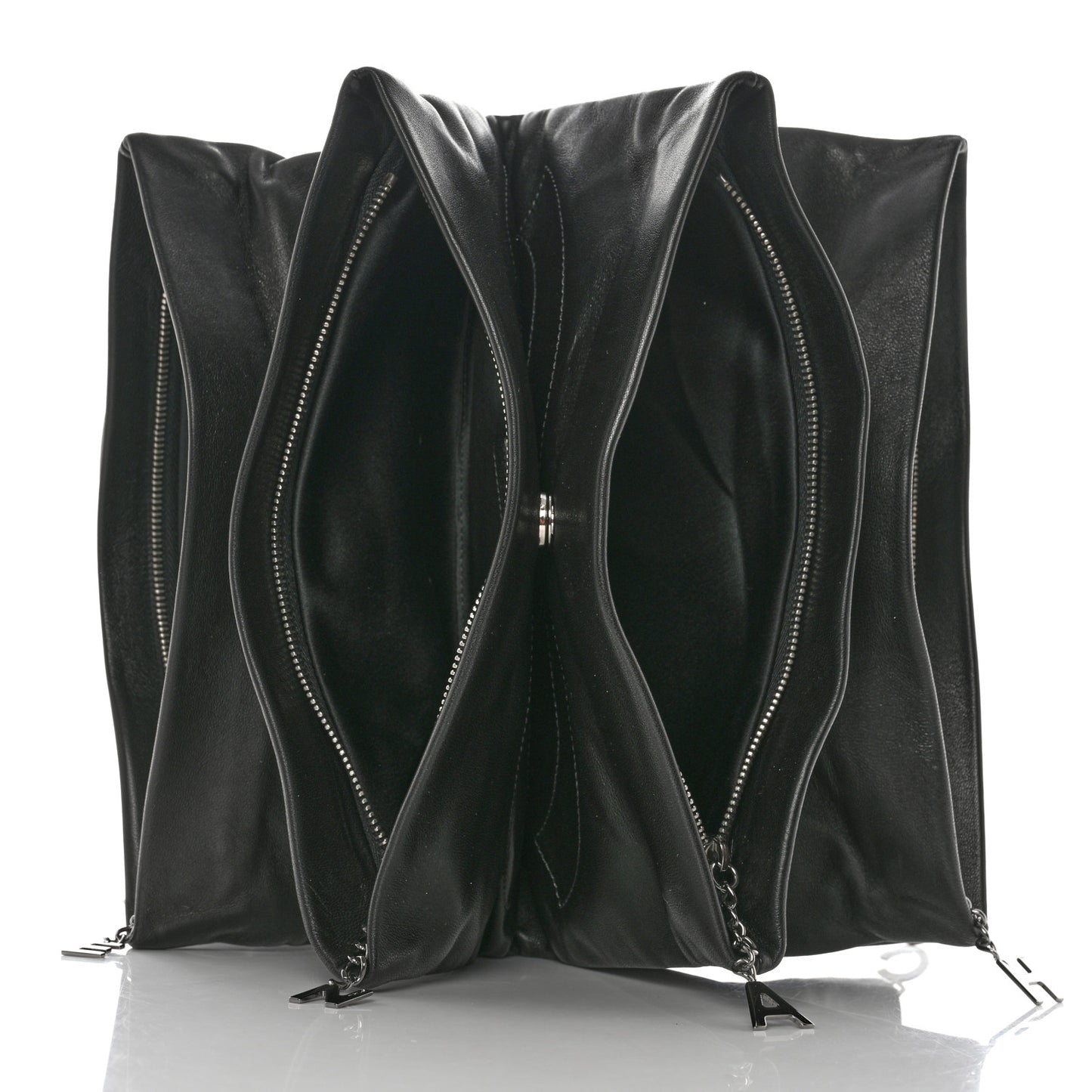Lambskin Accordion Globe Clutch Black