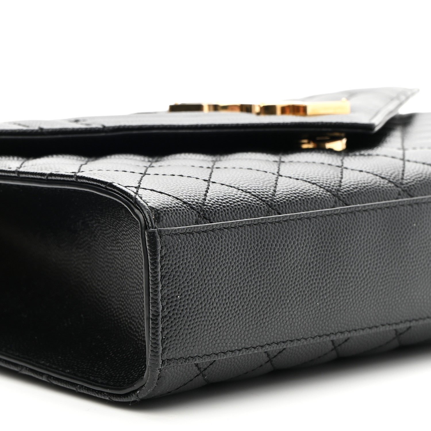 Saint Laurent Grain De Poudre Textured Mixed Matelasse Triquilt Medium Monogram Satchel Black 8 of 9