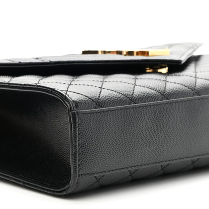 Saint Laurent Grain De Poudre Textured Mixed Matelasse Triquilt Medium Monogram Satchel Black 8 of 9