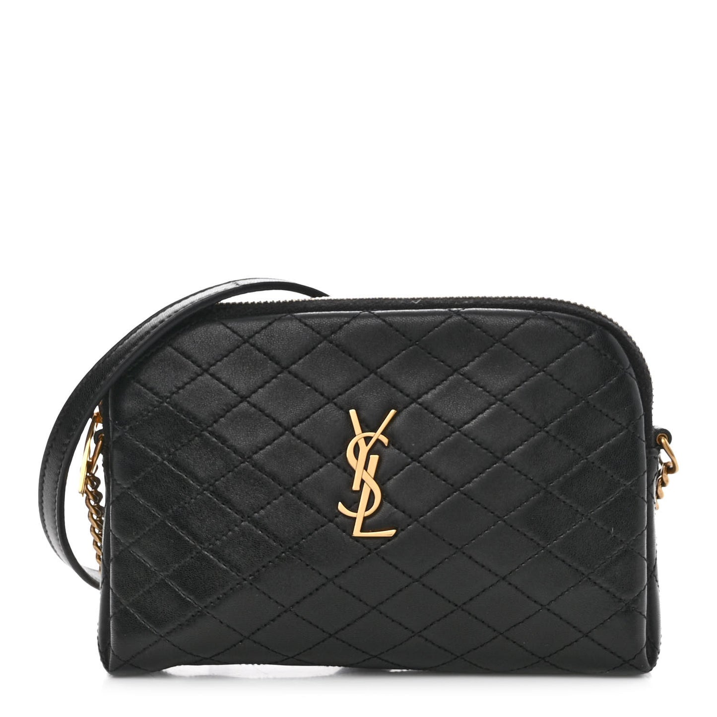 Lambskin Quilted Gaby Zipped Pouch Black