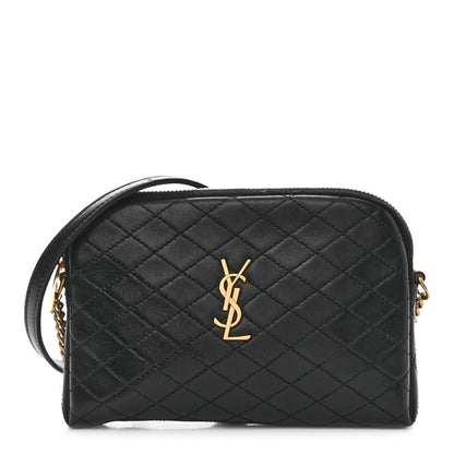 Saint Laurent Lambskin Quilted Gaby Zipped Pouch Black 1 of 10