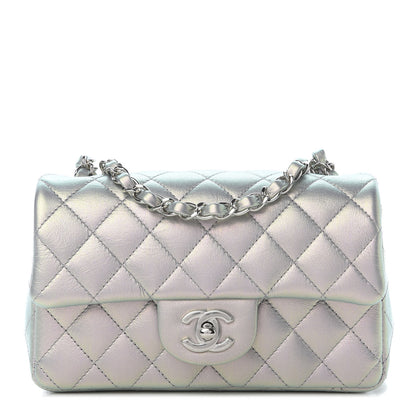 Chanel Iridescent Calfskin Quilted Mini Rectangular Flap Light Purple 1 of 11
