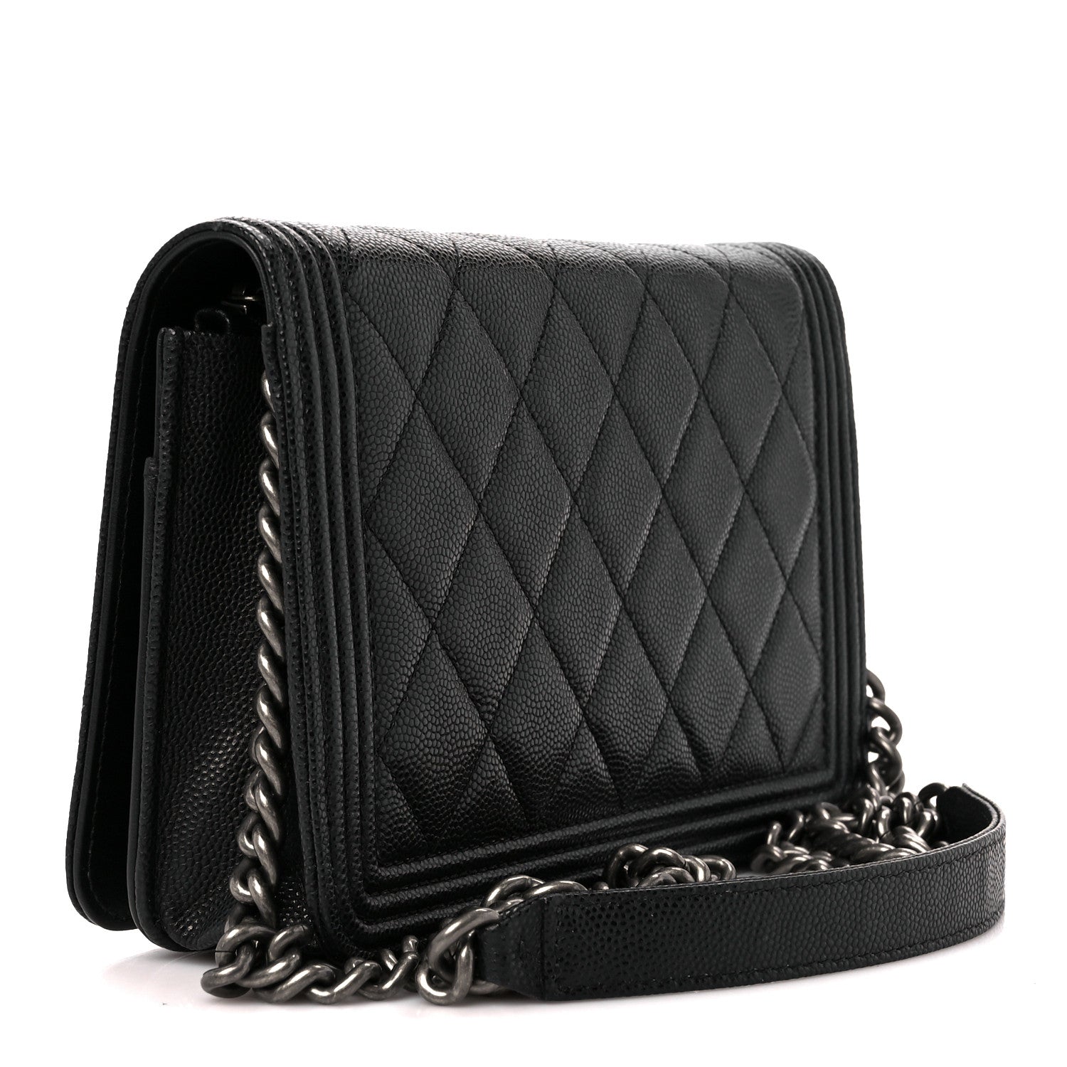 Chanel Caviar Quilted Boy Wallet On Chain WOC Black 4 of 13