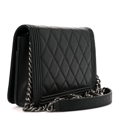 Chanel Caviar Quilted Boy Wallet On Chain WOC Black 4 of 13