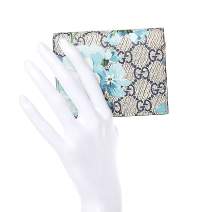Gucci GG Supreme Monogram Blooms Card Case Beige Blue Navy Hibiscus Red 2 of 8