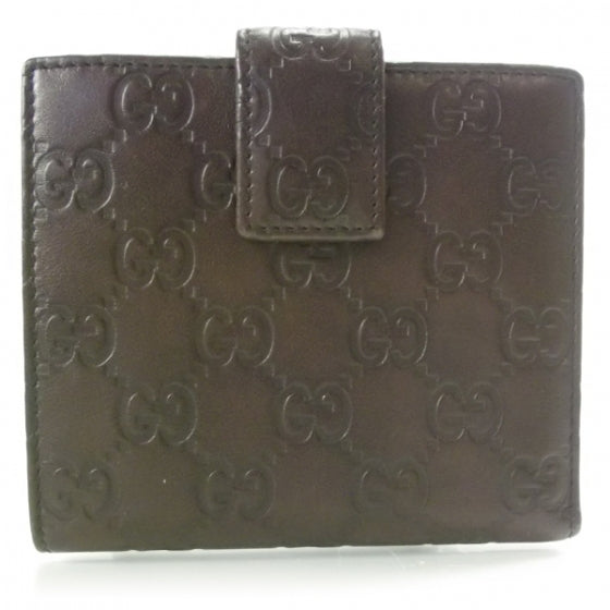 Guccissima Metal Bar French Flap Wallet Brown