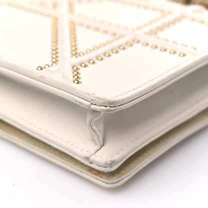 Christian Dior Lambskin Studded Diorama Wallet on Chain Pouch Off White 10 of 15