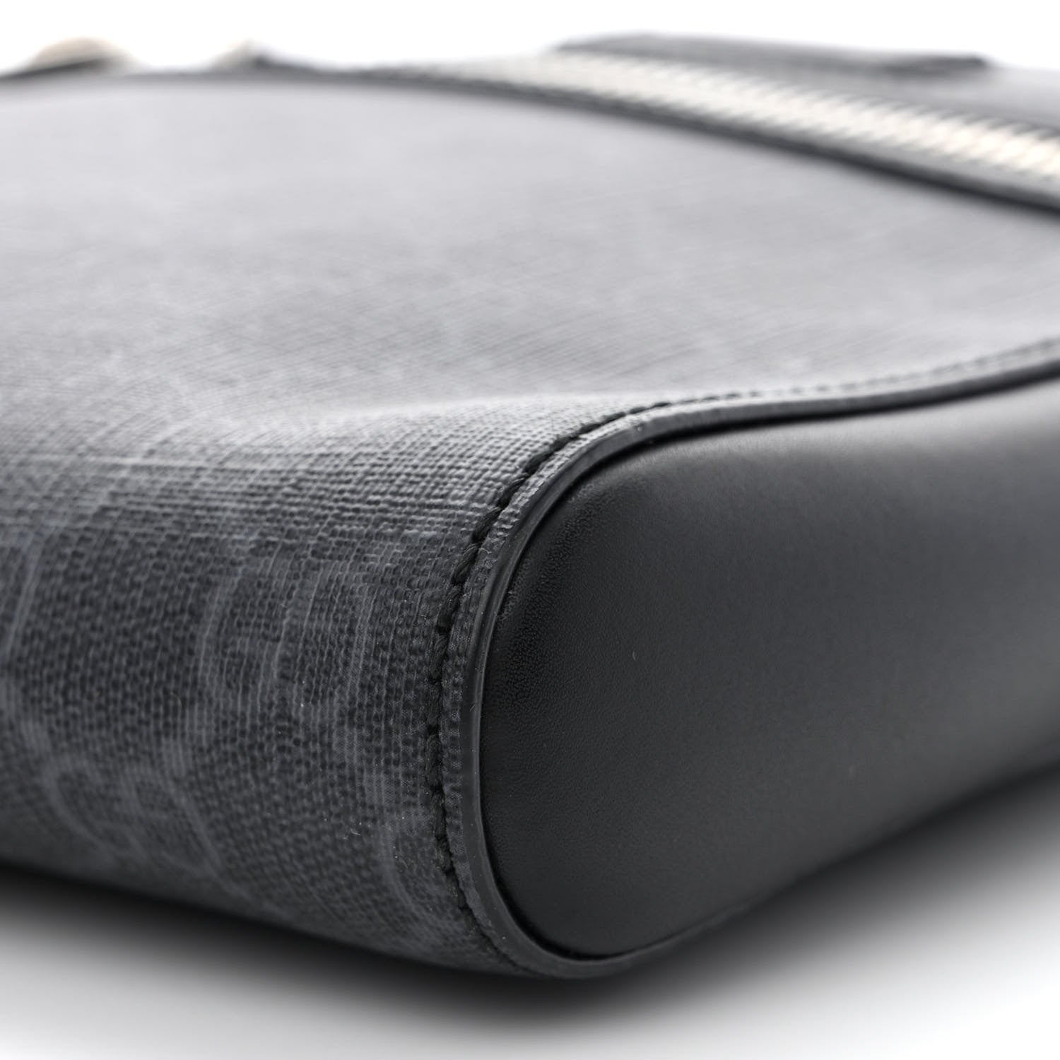 Gucci GG Supreme Monogram Web Small Flat Messenger Bag Black Grey 10 of 13