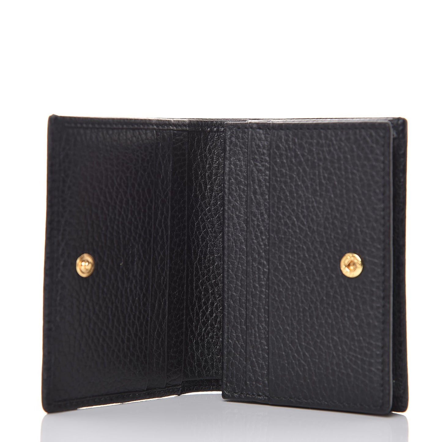 Pebbled Calfskin GG Marmont Card Case Black