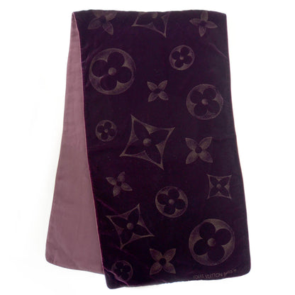 Louis Vuitton Monogram Velours Silk Mousseline Long Scarf Bordeaux 2 of 5