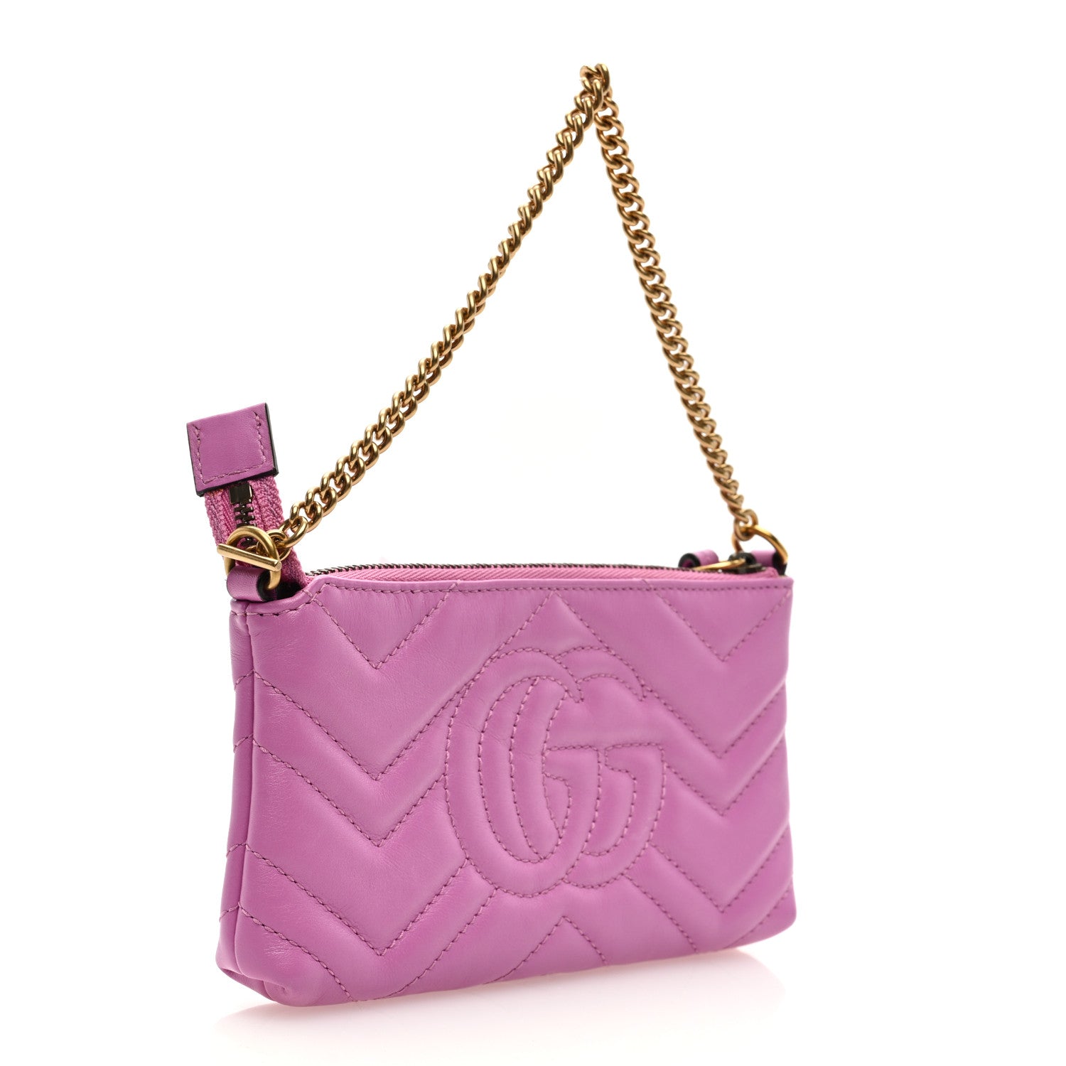 Gucci Calfskin Matelasse Mini GG Marmont Chain Bag Candy Mousse 3 of 10